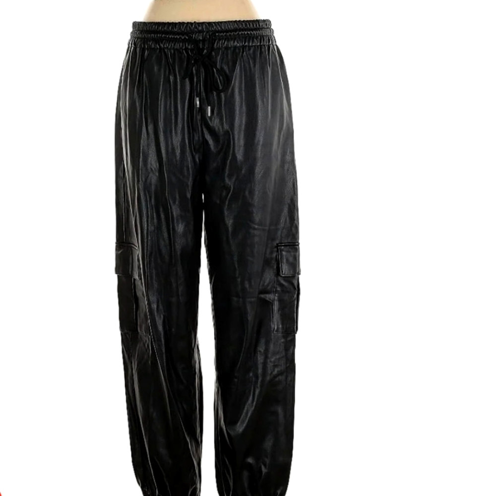 $80 TOPSHOP Faux Leather Jogger Cargo Pants